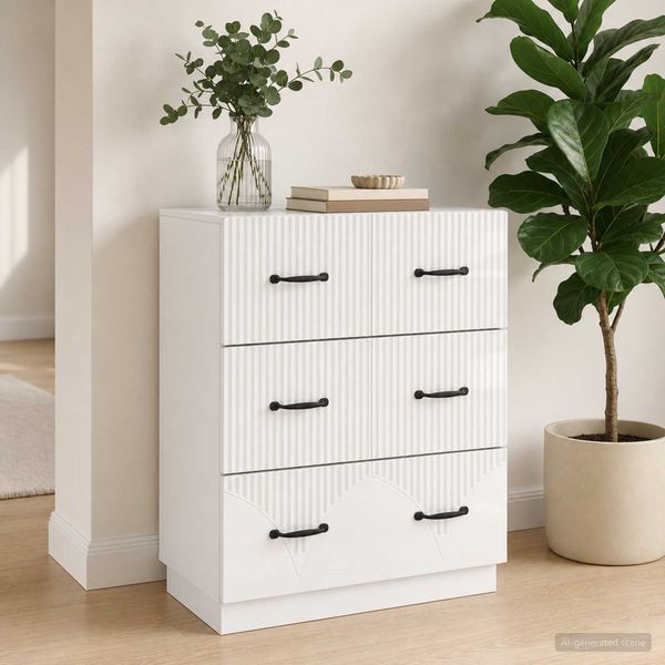 vidaXL Schubladenschrank Hochglanz Weiß 66 x 34,5 x 87 cm 895299