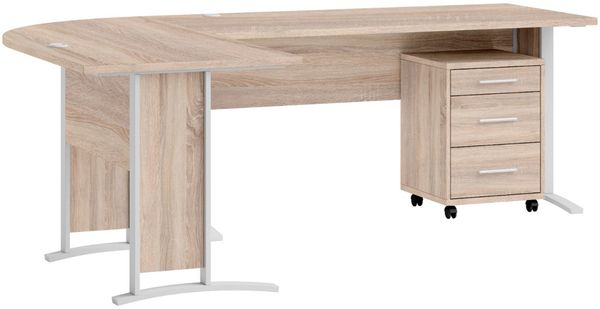 moebel-dich-auf Eckschreibtisch OFFICE LINE (Winkelschreibtisch, inkl. Rollcontainer), in Eiche Sonoma, wechselseitig montierbar