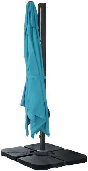 Gastronomie-Ampelschirm HWC-A96, Sonnenschirm 3x3m (Ø4,24m) Polyester Alu/Stahl 23kg ~ türkis mit Ständer Bild 4