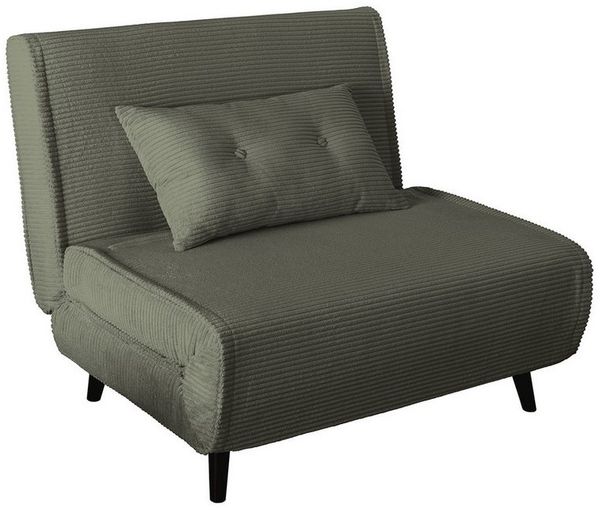 riess-ambiente Relaxsessel SMART MULTIFUNCTION 100cm grün - Cord Stoff, Bettfunktion, mit Kissen (Einzelartikel, 1-St), ausziehbare Schlafgelegenheit - ideal für Wohn- oder Gästezimmer