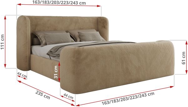 Polsterbett mit Lattenrost, Doppelbett für Schlafzimmer, Gepolstertes Kopfteil - EMORA CLASSIC DUO - 160 x 200 cm - Beige Stoff Bild 6