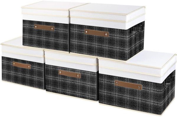Faltbare Aufbewahrungsbox Deckel Stoff Patchwork Kisten 38x25x25 cm 5-Stück