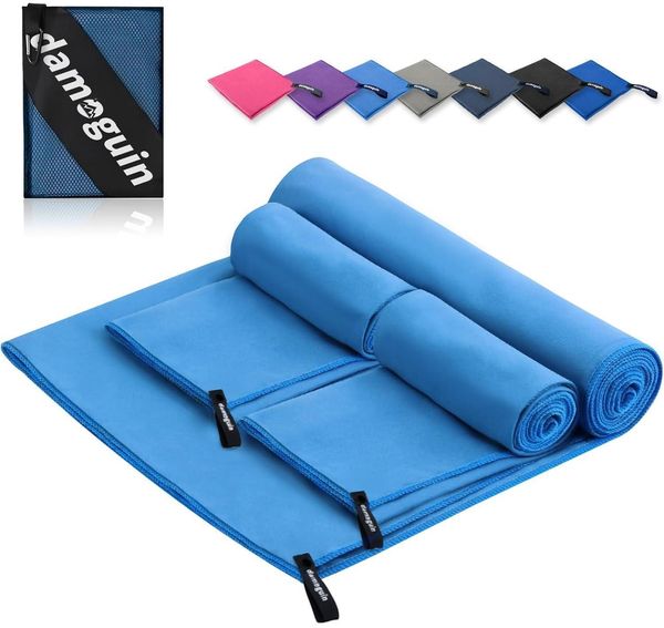 3er-Set Mikrofaser Handtuch Sporthandtuch Strandtuch Fitness blau