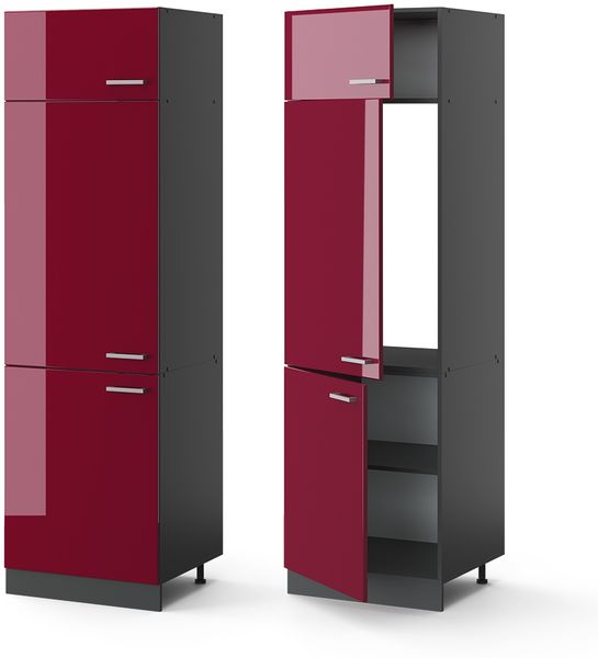 Kühlumbauschrank R-Line Rot Hochglanz 60 cm Vicco Bild 5