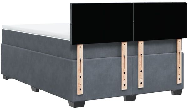 vidaXL Boxspringbett mit Matratze Dunkelgrau 140x200 cm Samt 3286331 Bild 10