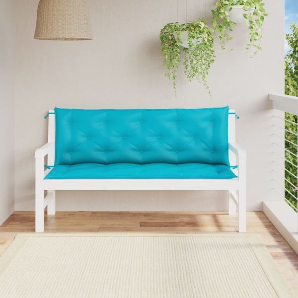 vidaXL Gartenbank-Auflagen, 2 Stk., Polyester, Türkis, 150 x 50 x 7 cm