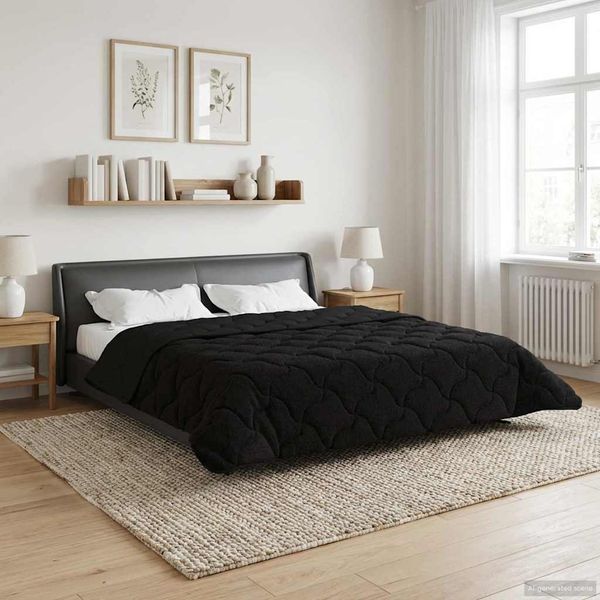 vidaXL Winterbettdecke Gepolstert Schwarz 200 x 220 cm 42026333