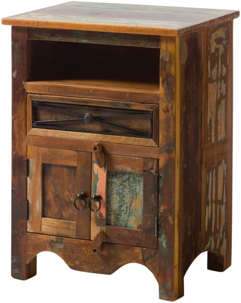 Nachttisch Altholz 55x40x75 mehrfarbig lackiert NATURE OF SPIRIT #132