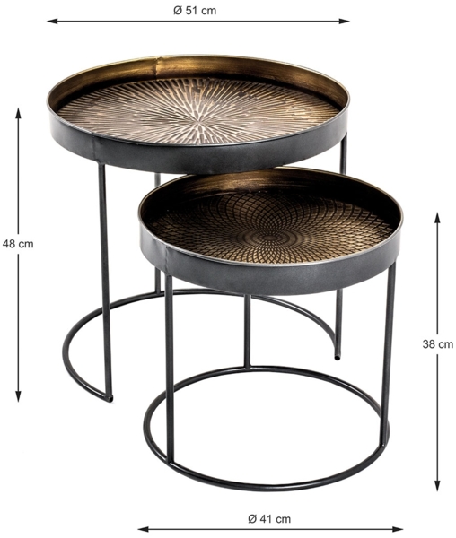 Beistelltisch-Set Celine / Celle, Braun, Schwarz Bild 2