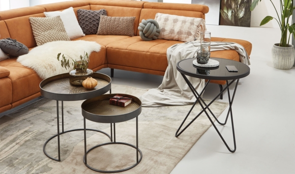 Beistelltisch-Set Celine / Celle, Braun, Schwarz Bild 5