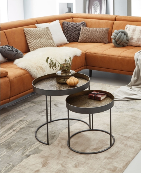 Beistelltisch-Set Celine / Celle, Braun, Schwarz Bild 4