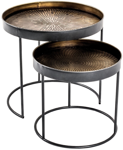 Beistelltisch-Set Celine / Celle, Braun, Schwarz Bild 1