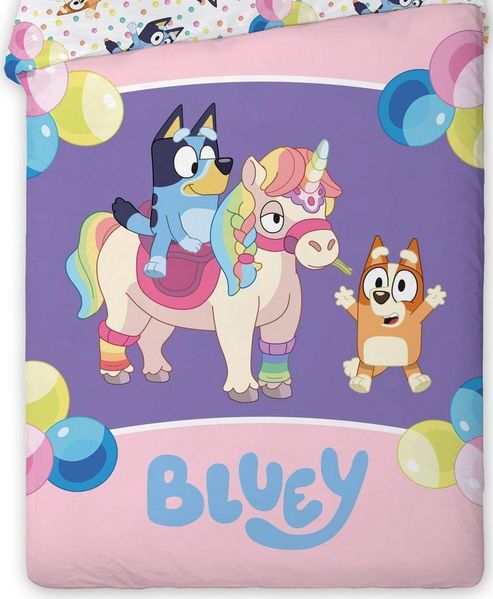 Bluey Einhorn Bettwäsche Set 2 tlg. 135x200 cm 80x80cm Baumwolle