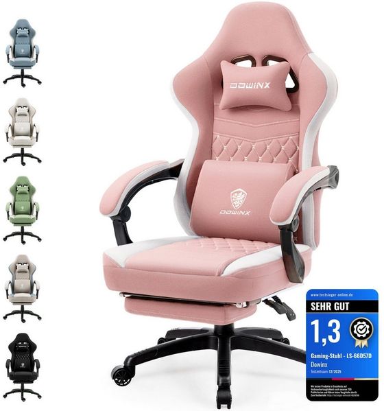 Dowinx Gaming-Stuhl Gaming Stuhl mit Taschenfederkissen, Massage Gaming Sessel mit Fußstütze, Ergonomischer Racing Gamer Stuhl