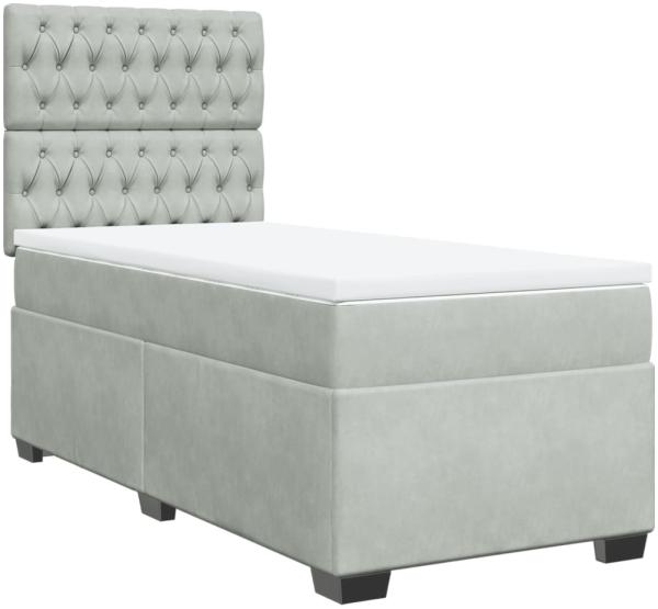 vidaXL Boxspringbett mit Matratze Hellgrau 80x200 cm Samt 3290768