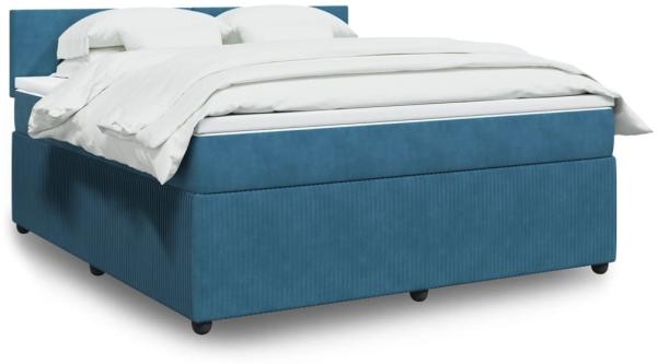 vidaXL Boxspringbett mit Matratze Blau 180x200 cm Samt 3287804