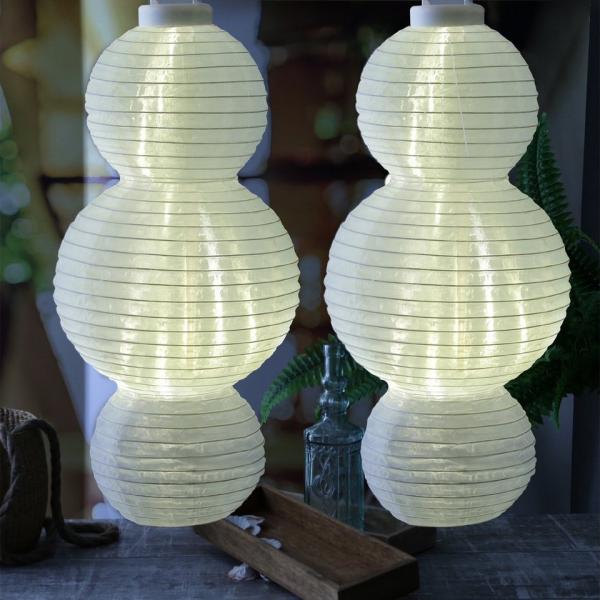 MARELIDA LED Lampion XL Solar Gartenlampion H: 60cm Party Balkon Laterne Sensor 2er Set, LED Classic, warmweiß (2100K bis 3000K)