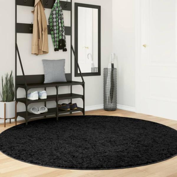 vidaXL Shaggy-Teppich PAMPLONA Hochflor Modern Schwarz Ø 200 cm 375291