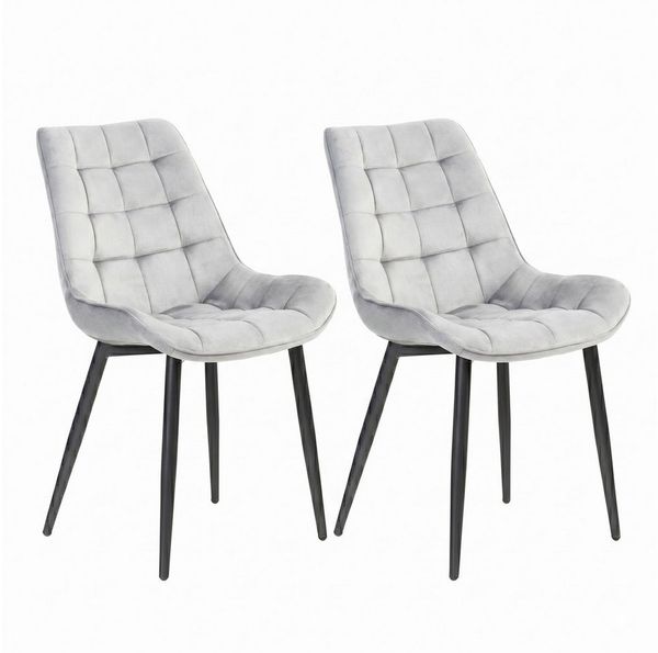 Furnify Esszimmerstuhl Samtstuhl STILEN Küchenstuhl Polsterstuhl (Set, 2 St), mit Metallgestell & Polsterung