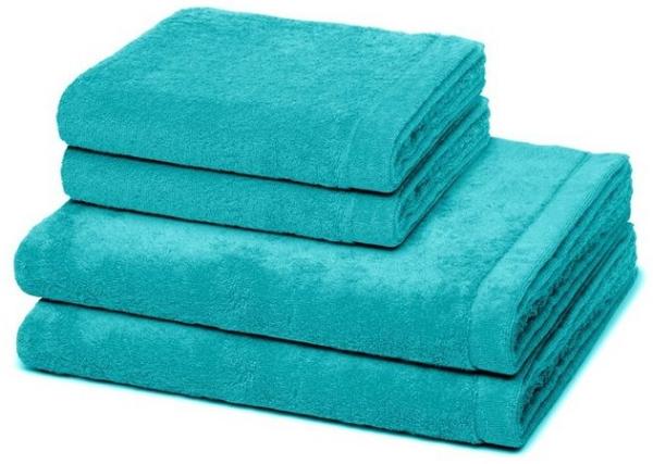 Cawö Lifestyle 4 tlg. Frottier-Set - 2 X Handtuch (50 X 100cm) und 2 X Duschtuch (70 X 140cm) - 520 g/m2 - Türkis