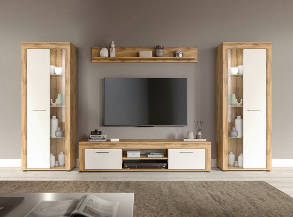 INOSIGN Wohnwand Aosta, Breite 310cm, best. aus: 2x Vitrine, Lowboard, Wandboard, Wohnwand, Kombination, Anbauwand, Möbel Set, Schrankwand, Möbel Kombi