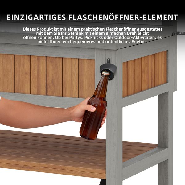 Merax Gartenschrank mit Wasserbecken & Wasserhahn integriertem Flaschenöffner – wetterfester Geräteschrank mit großer Arbeitsfläche & Schublade, Grillstation mit verstellbaren Regalen, Outdoor-Küchenschrank Bild 7