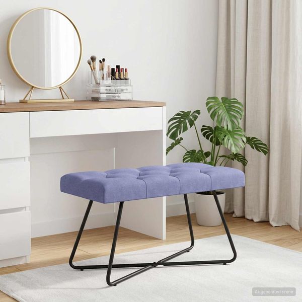 vidaXL Bank mit Knopfheftung Jeans blau 80 x 40 x 46 cm Stoff 42038370