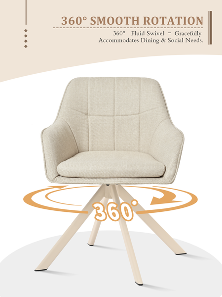 GOEURVANT 1437 Esszimmerstühle 4er-Set, 360° Drehbar, Webstoff - Beige Bild 8