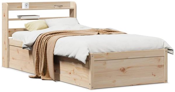 vidaXL Massivholzbett mit Kopfteil 75x190 cm Kiefer 3307107