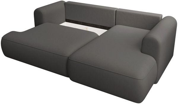 Selsey ''Ovo Mini' Eckschlafsofa rechtsseitig mit Stauraum, Easy-Clean-Samtbezug, dunkelgrau, 93 x 238 x 156 cm Bild 7
