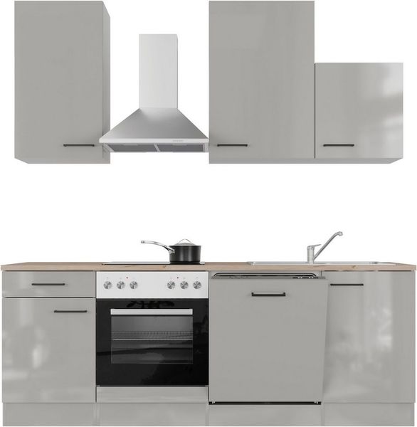 Flex-Well Küche Lund, wahlweise mit E-Geräten, Breite 220 cm, glänzende Fronten