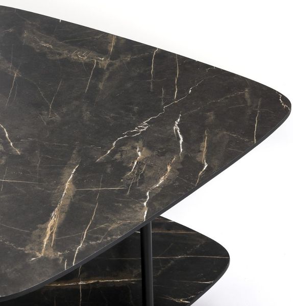 Moderner Design Couchtisch MARMOL 75cm schwarz Marmor-Optik Metallgestell Bild 4
