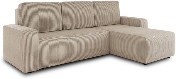 Sofnet Ecksofa 'Roma L' mit Schlaffunktion und Bettkasten, Cord Stoff Beige, 236 x 150 x 90 cm Bild 2