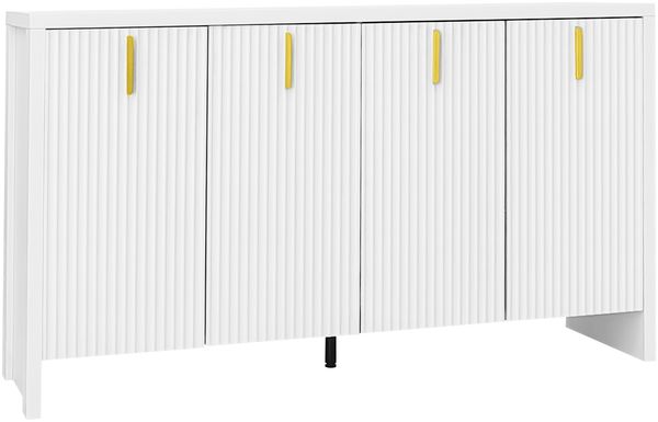 Sideboard, Holzwerkstoff mit verstellbaren Einlegeböden, 140x38x80 cm, Weiß Bild 7