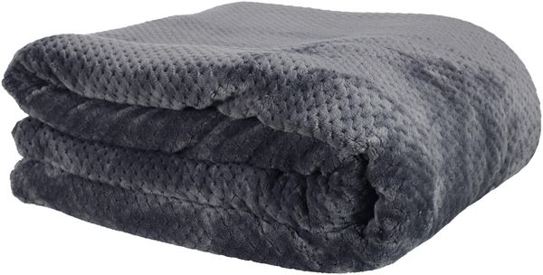 HOME DECO FACTORY TX8025 Sherpa Decke mit Bienenwaben-Struktur, XXL, 180x220 cm, Dekoration, Textil, Bett-Überwurf, Sofa-Überwurf