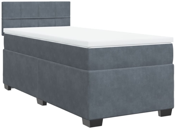 vidaXL Boxspringbett mit Matratze Dunkelgrau 90x200 cm Samt 3286223