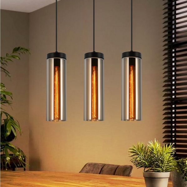 ZMH Pendelleuchte Esszimmer Schwarz - 3 Flammig E27 Glas Hängeleuchte für Wohnzimmer, Einfache Installation, ohne Leuchtmittel, 120CM Höhenverstellbar Esstischlampe für Küche Schlafzimmer