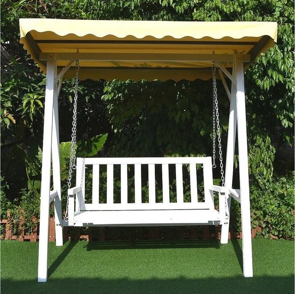 Melko Hollywoodschaukel Hollywoodschaukel Gartenschaukel Hängeschaukel mit Dach Schaukelbank, 2-Sitzer, Stück, Premium-Schaukel, Stabile Kettenaufhängung