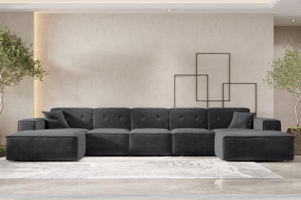 Wohnlandschaft Sofa U-Form CESINA XL in Stoff Perfect Harmony Anthrazit