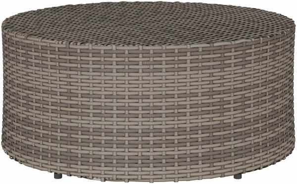 Couchtisch Sofatisch, für draußen Grau Ø 68 x 30 cm Poly-Rattan d216e