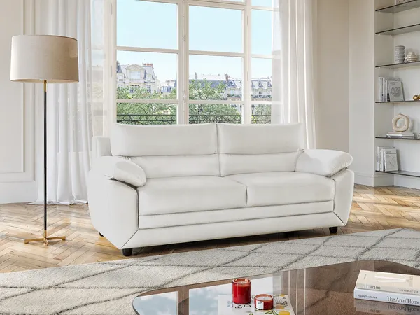 Vente-unique - Sofa 3-Sitzer - Kunstleder - Weiß - MANOA