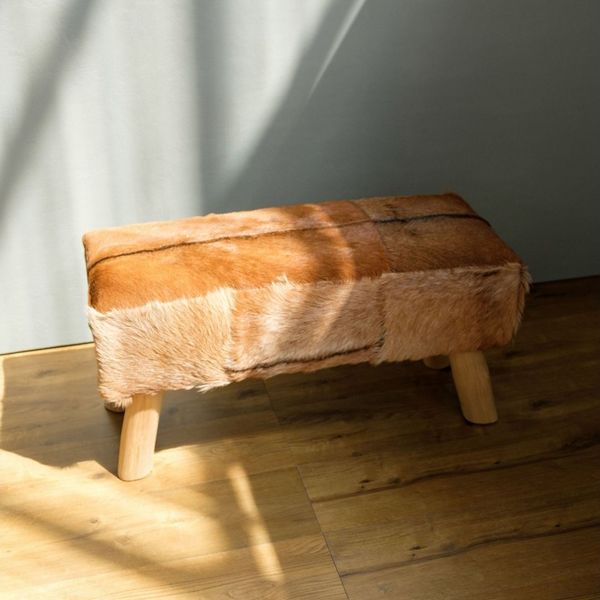 wohnfreuden Hockerbank Ziegen-Fell Bank braun 80 cm, 1136