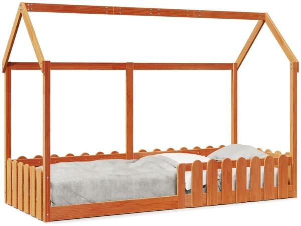 vidaXL Kinderbett Hausbett Wachsbraun 80x200 cm Kiefer 850691