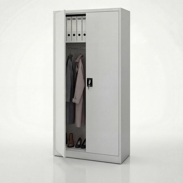 Domator Metallschrank 185 x 90 x 45 cm | Aktenschrank Abschließbar mit Kleiderstange, Pulverbeschichtung | Aufbewahrungsschrank Umkleideschrank Spind Kleiderstange | Grau