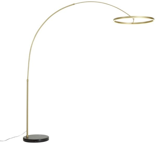 Qazqa Bogenlampe Anello, Dimmbar, LED fest integriert, Extra-Warmweiß, QAZQA Bogen­lampe, integrated, gold, Stahl, Design