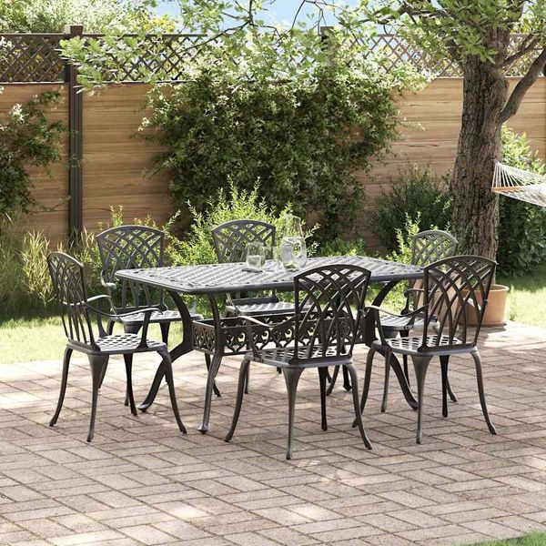 vidaXL Garten Essgruppe 7 pcs Schwarz Aluminium 3334681
