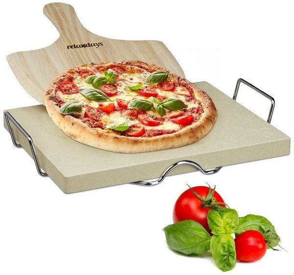 relaxdays Pizzastein Set 3 cm, Cordierit
