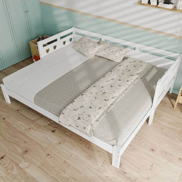 Merax Daybett mit ausziehbarer Liegefläche, Tagesbett aus Kiefer, Kinderbett, Schlafsofa, Daybed 90x190cm