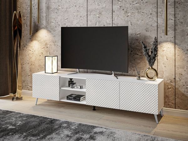 ALLHOUSE24 Lowboard PALERMO Sideboard Hochglanz gefräst, Metallfüße in 3 Farben, Breite 195 cm
