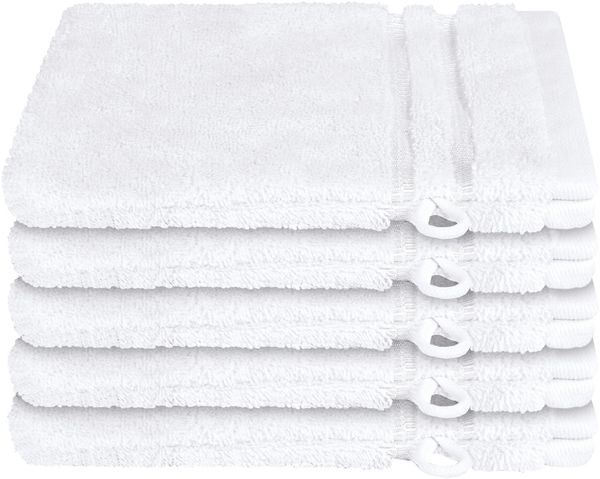 Schiesser Waschhandschuhset Milano - 5-teilig - 16 x 22 cm - Weiß